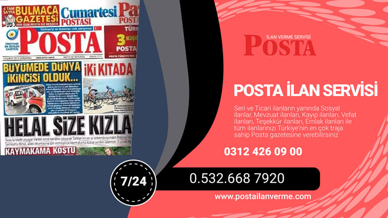Posta Gazetesi İlan Verme  Servisi